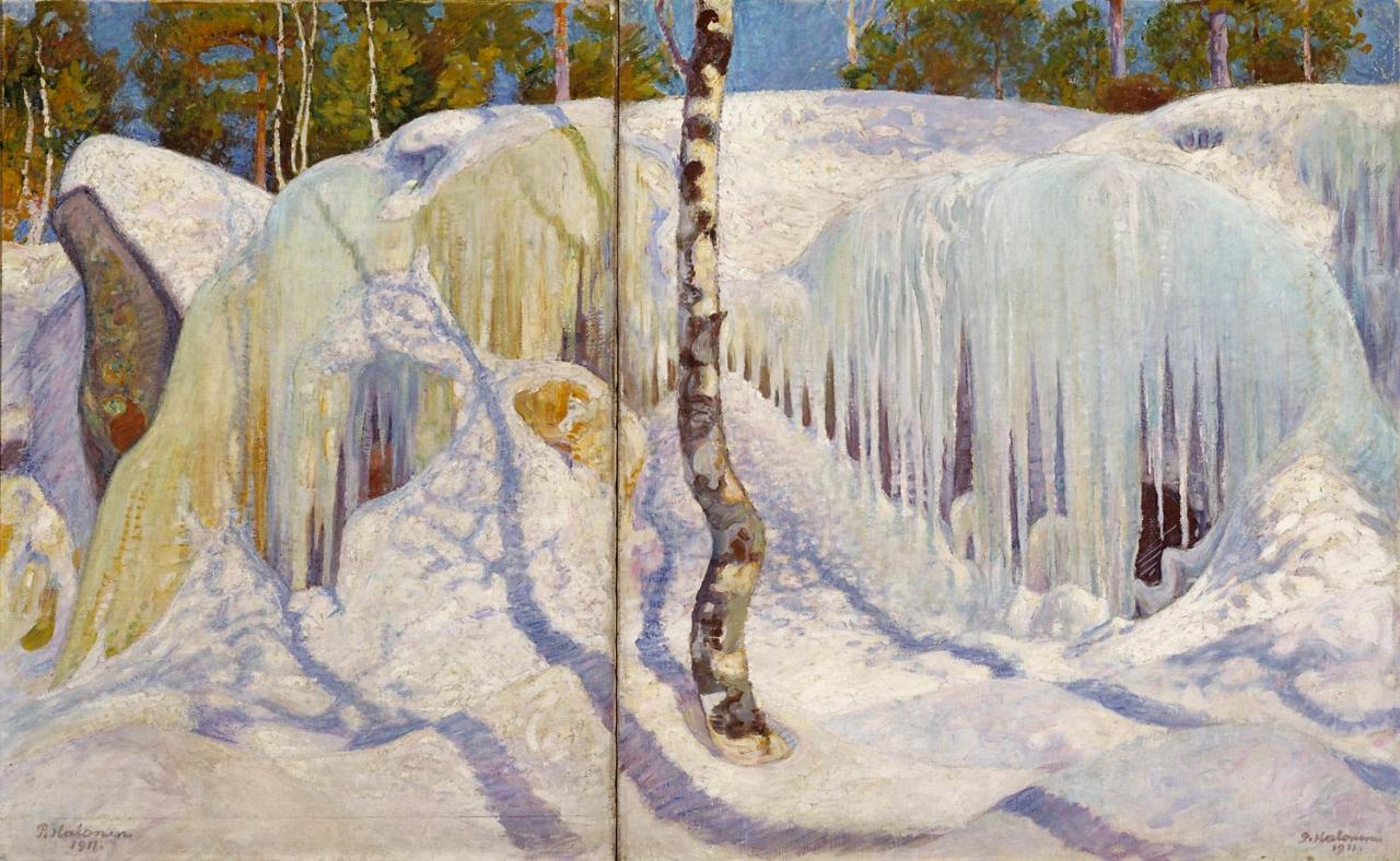 Pek­ka Ha­lo­nen: Jään ja lu­men peit­tä­mä kal­lio (1911)