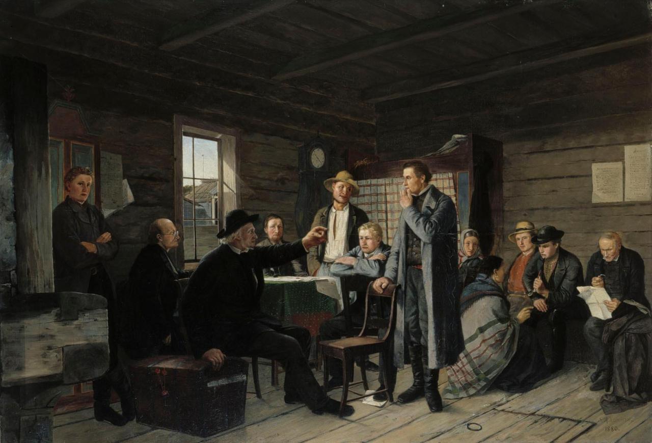 Sigfrid Au­gust Kei­nä­nen: Kä­rä­jä­sa­lin etu­huo­nees­sa (1880)